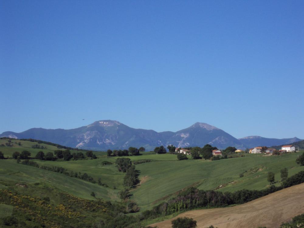 Uitzicht over de heuvels van Le Marche Loretello